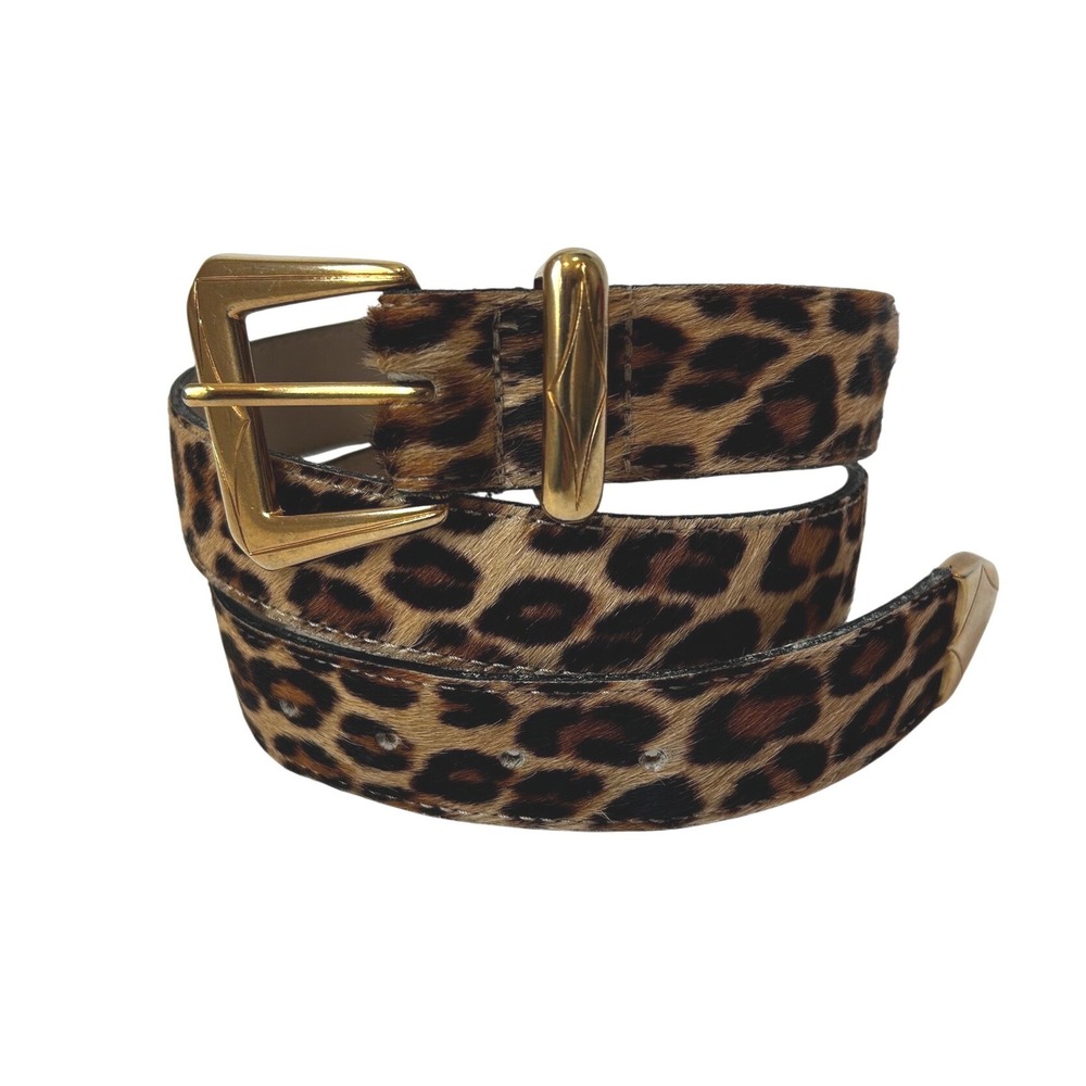 ELITE 1990s Genuine Calf Hair Leopard Print Women's Belt Size Large made in USA